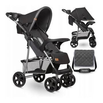 Lionelo - Carucior sport Emma Plus, Cu tavita, 2 Suporturi pentru pahar, Geanta accesorii, Stone